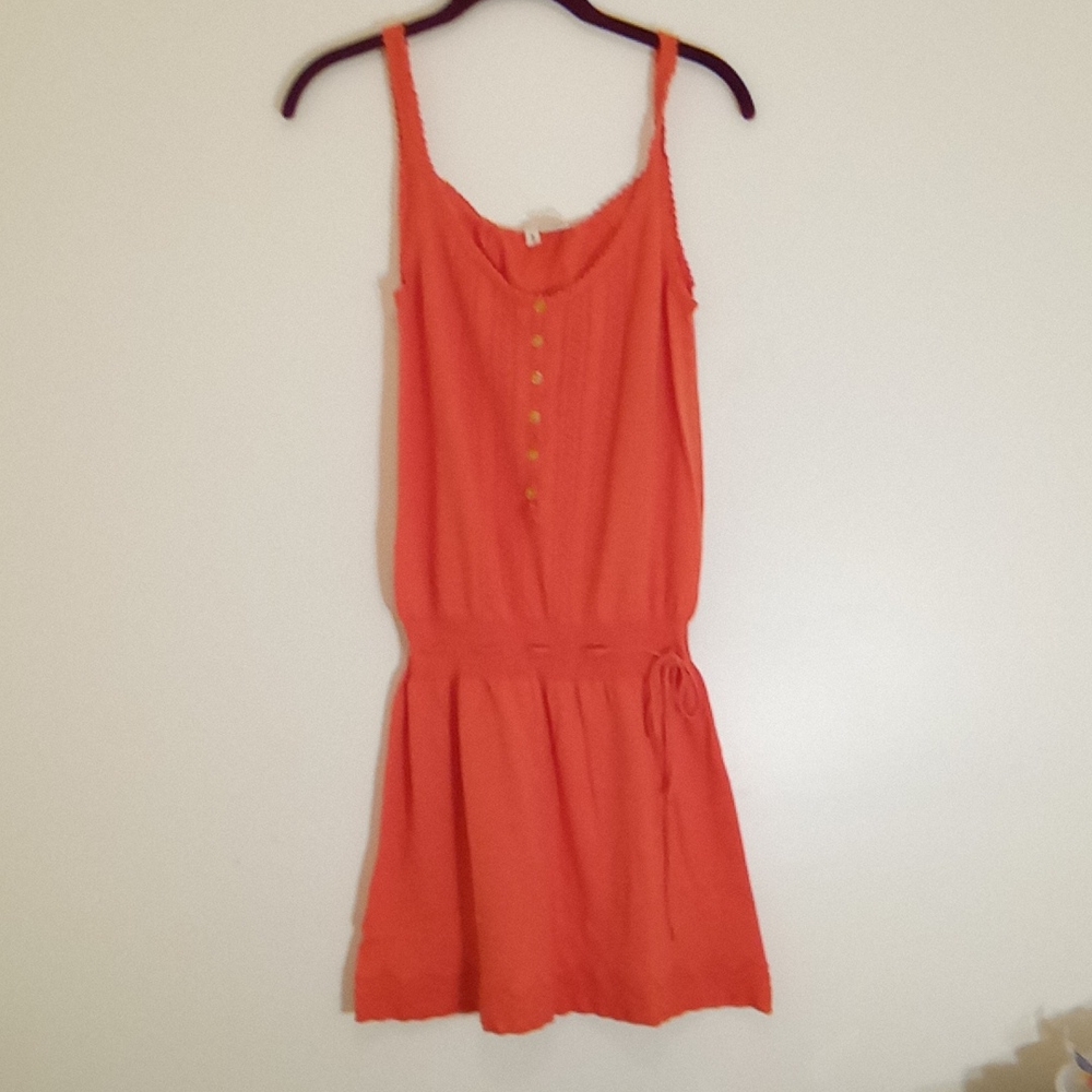 Anthropologie Moth Medium Melon Sleeveless Dress Scoop Neck Draw Drop Wais